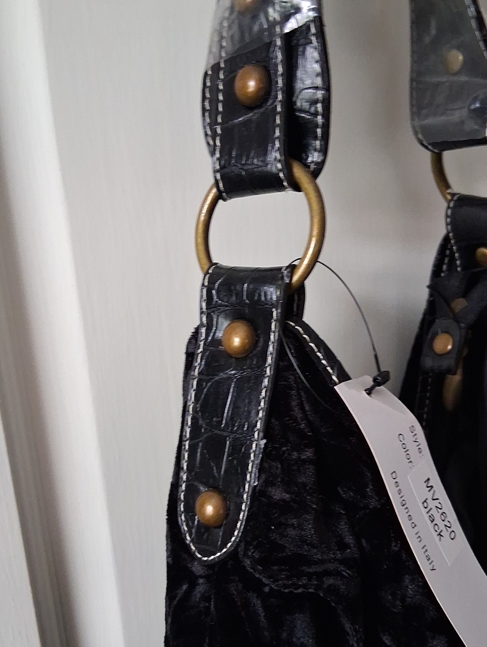 Black Beaded Fringe Hobo Purse Bag - Picture 3 of 9